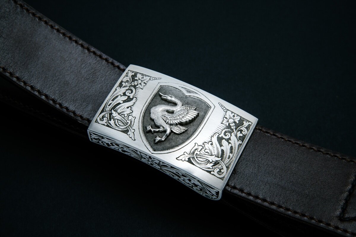 Koppelschliesse Schwanen-Wappen Sterling Silber