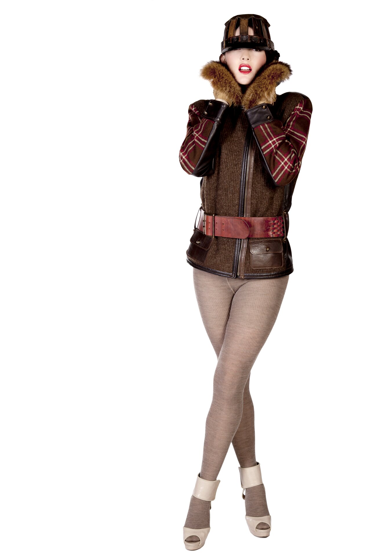 Fliegerjacke mit Pelzkragen